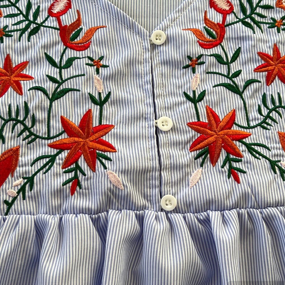 Embroidered Blue Dress - Picture 5 of 8